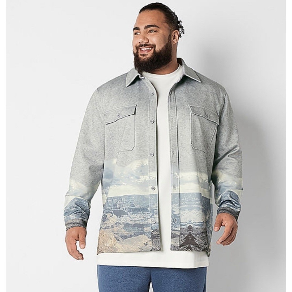 Stylus X LaDarius Campbell Streetwear Mountain Button Up Jacket XL Grey NWT $198